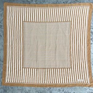 vintage Bill Blass silk scarf Tan and White Striped Scarf